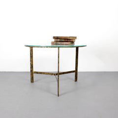 Coffee table with gilded iron frame and glass top - c. 1960