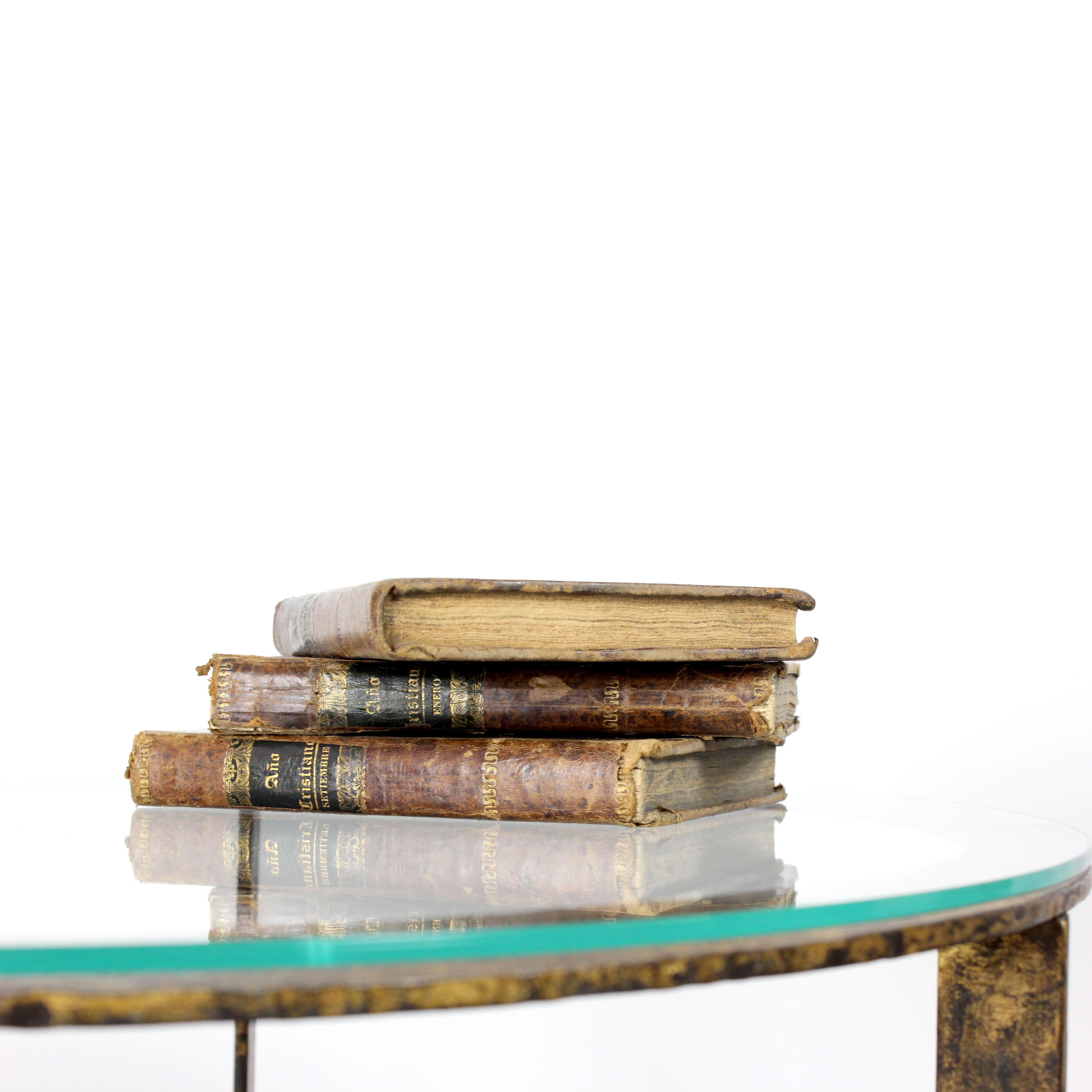 Coffee table with gilded iron frame and glass top - c. 1960 For Sale 3
