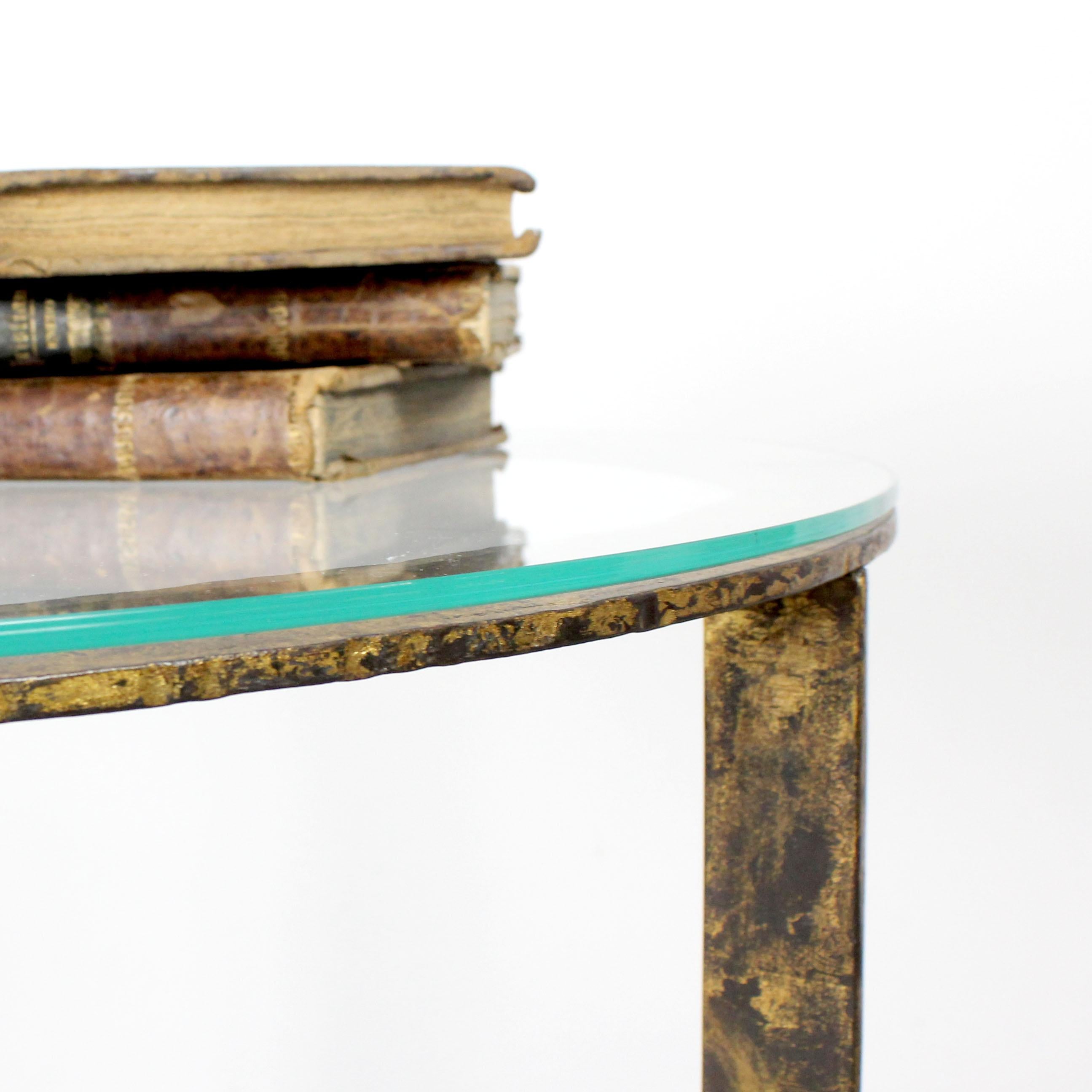 Coffee table with gilded iron frame and glass top - c. 1960 For Sale 4