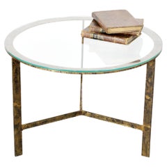 Coffee table with gilded iron frame and glass top - c. 1960