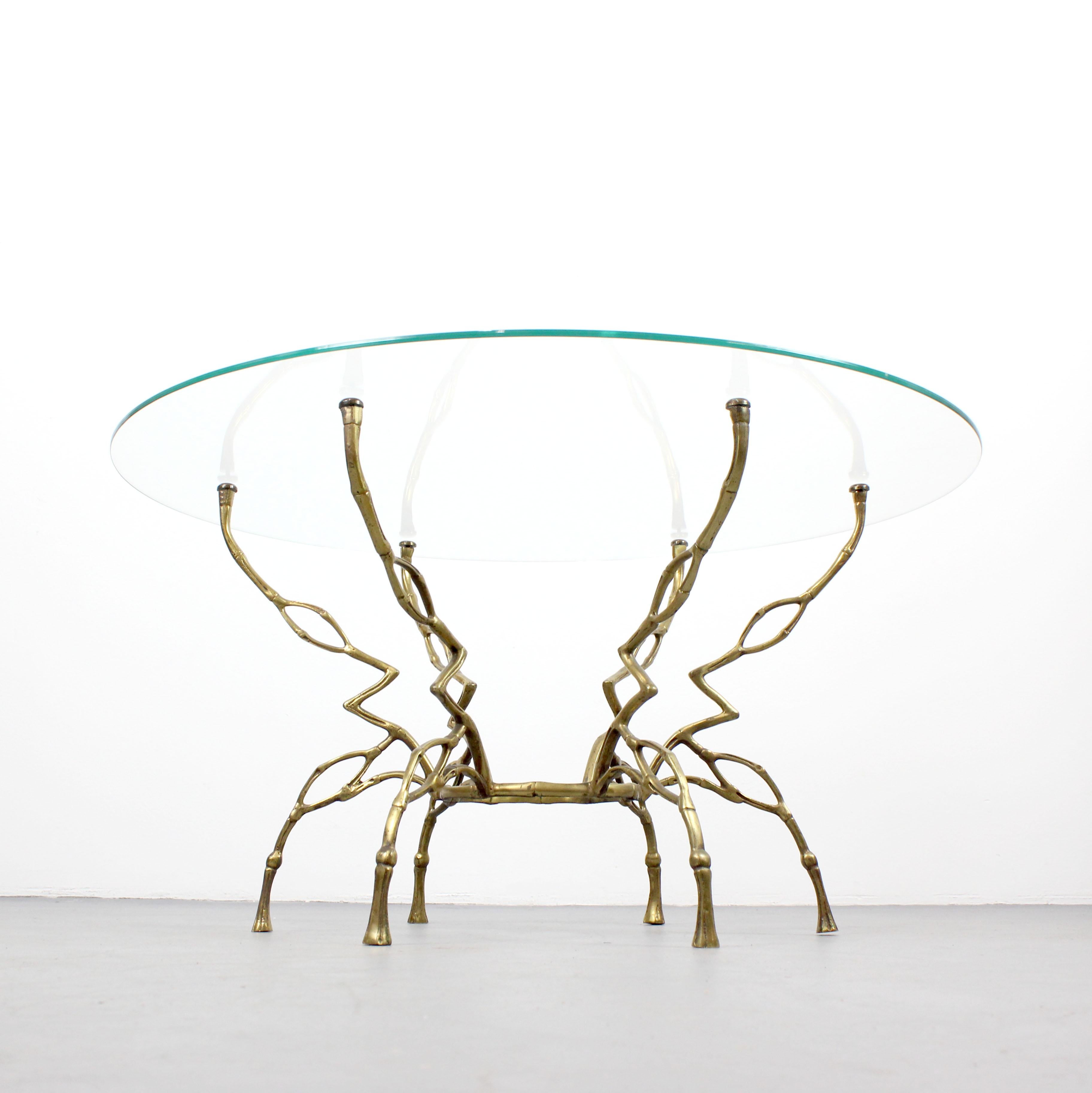 Coffee table with gilt bronze frame and glass top - France - c. 1960 For Sale 1