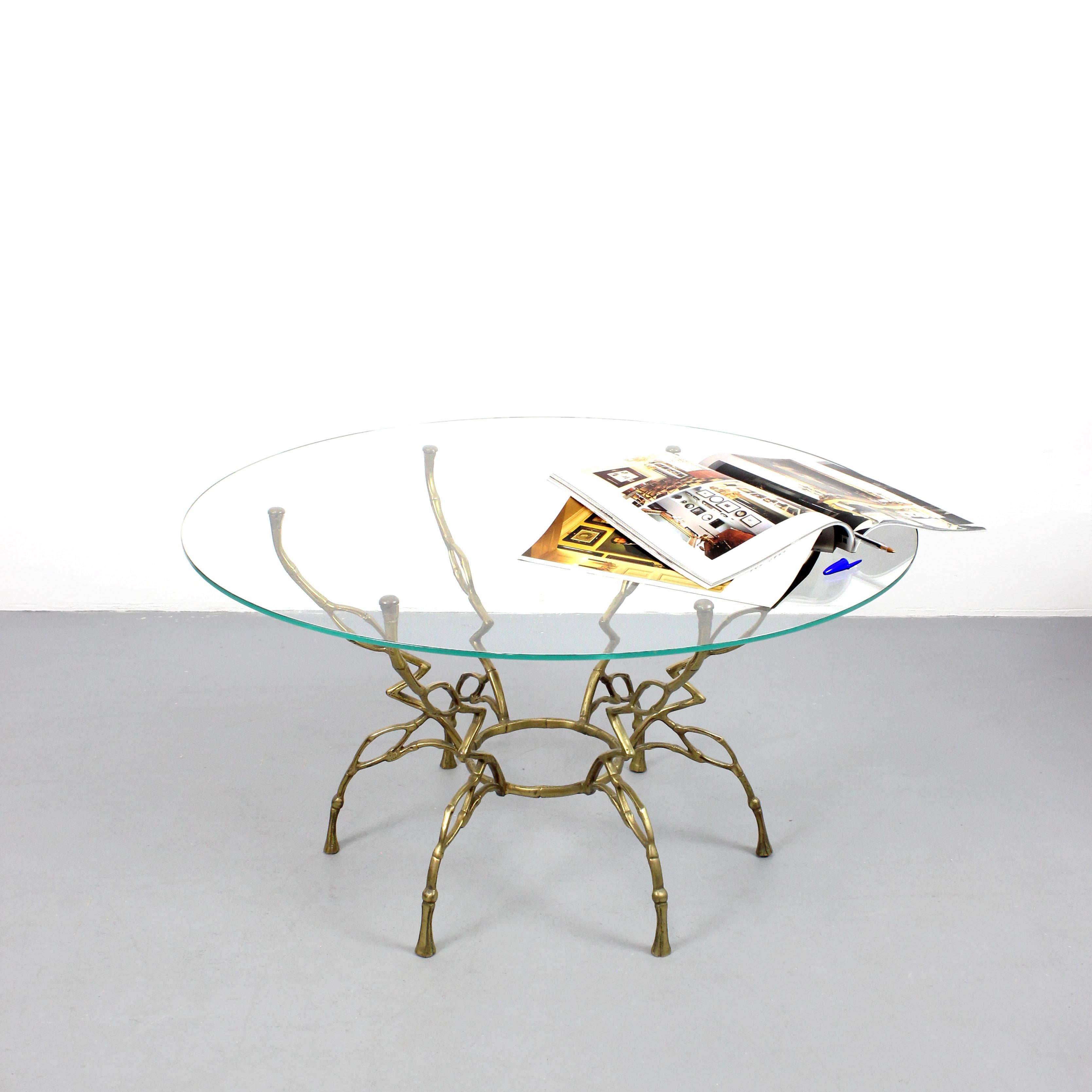 Coffee table with gilt bronze frame and glass top - France - c. 1960 For Sale 2