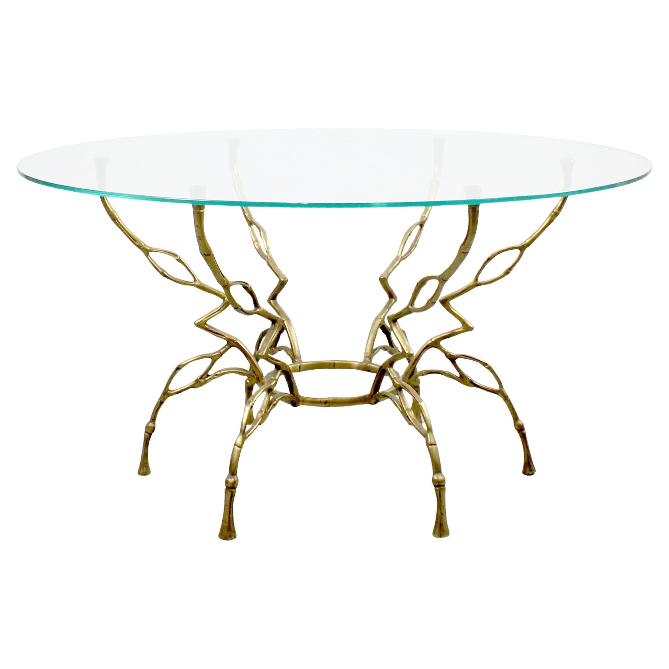Coffee table with gilt bronze frame and glass top - France - c. 1960 For Sale