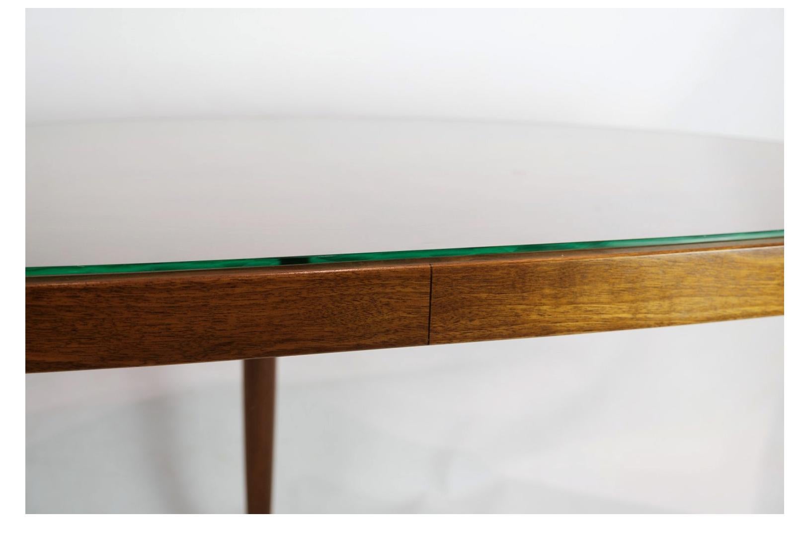 Coffee Table with Glass Top by Danish Master Carpenter in Walnut around 1940s For Sale 3