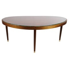 Coffee Table with Glass Top by Danish Master Carpenter in Walnut around 1940s
