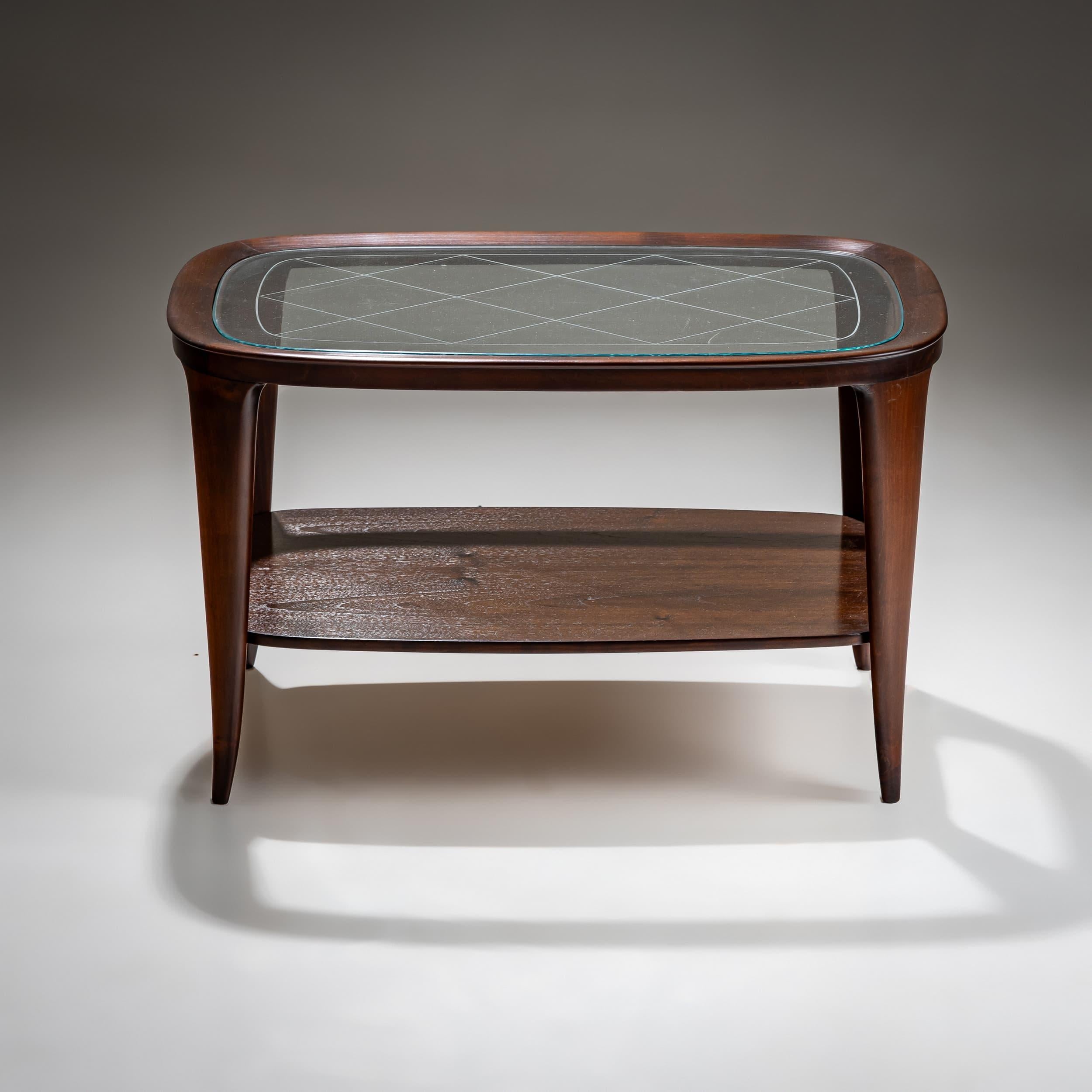 Moderne Table basse avec plateau en verre, Italie, milieu du 20e siècle en vente