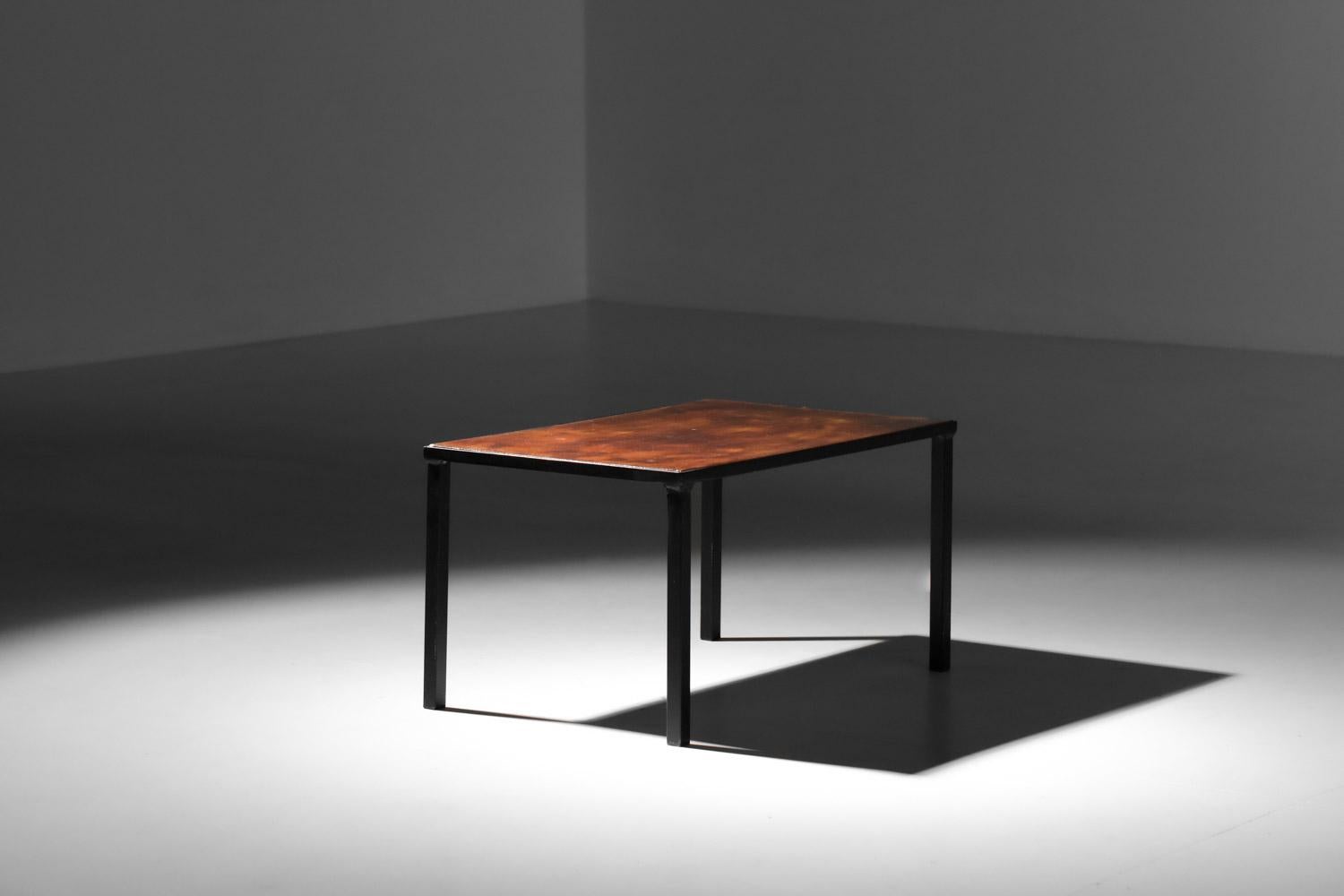 table basse en lave émaillée brun doré des années 60 en vente 2