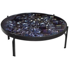 Coffee Table with Handmade Ceramic Tiles Maze Black, in Stock