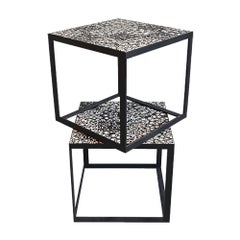 Coffee table with handpainted tiles