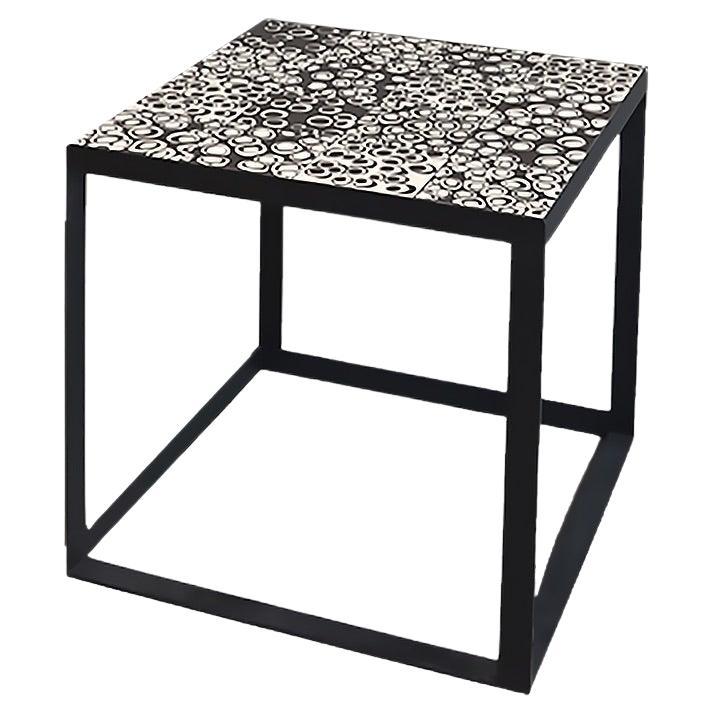 Coffee table with handpainted tiles For Sale