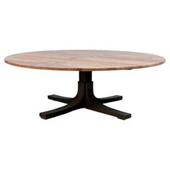Coffee table with iron frame and pony-skin stem, veined marble top - Italy -