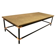 Coffee Table with Iron Stand, Details in Wicker and Upholstered Top