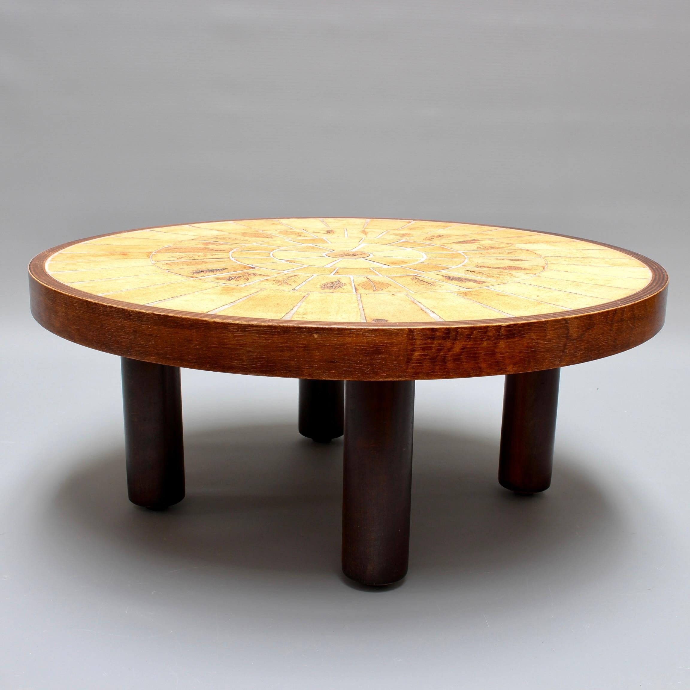 Mid-Century Modern Coffee Table with Leaf Motif by Roger Capron 'circa 1970s'