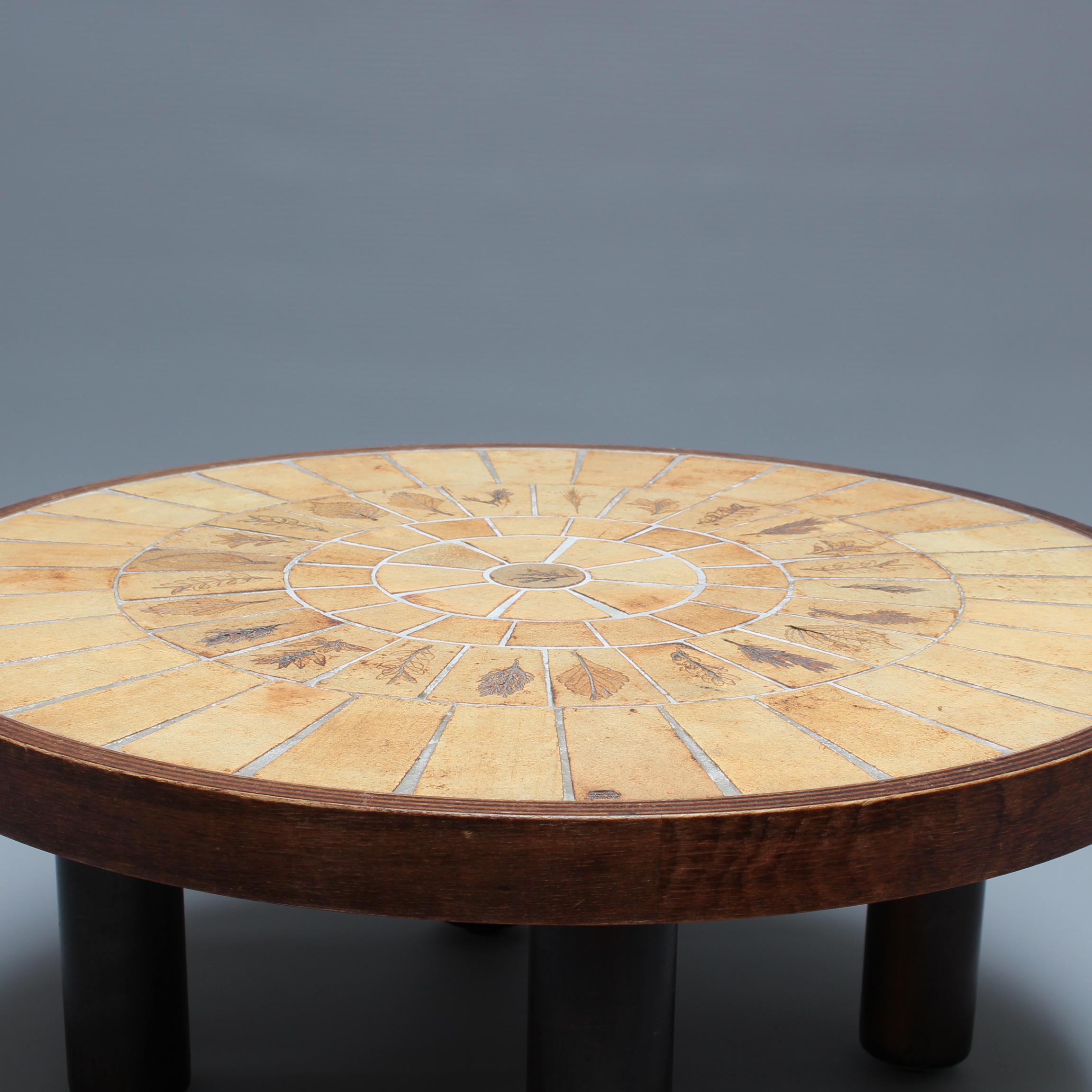 French Coffee Table with Leaf Motif by Roger Capron 'circa 1970s'