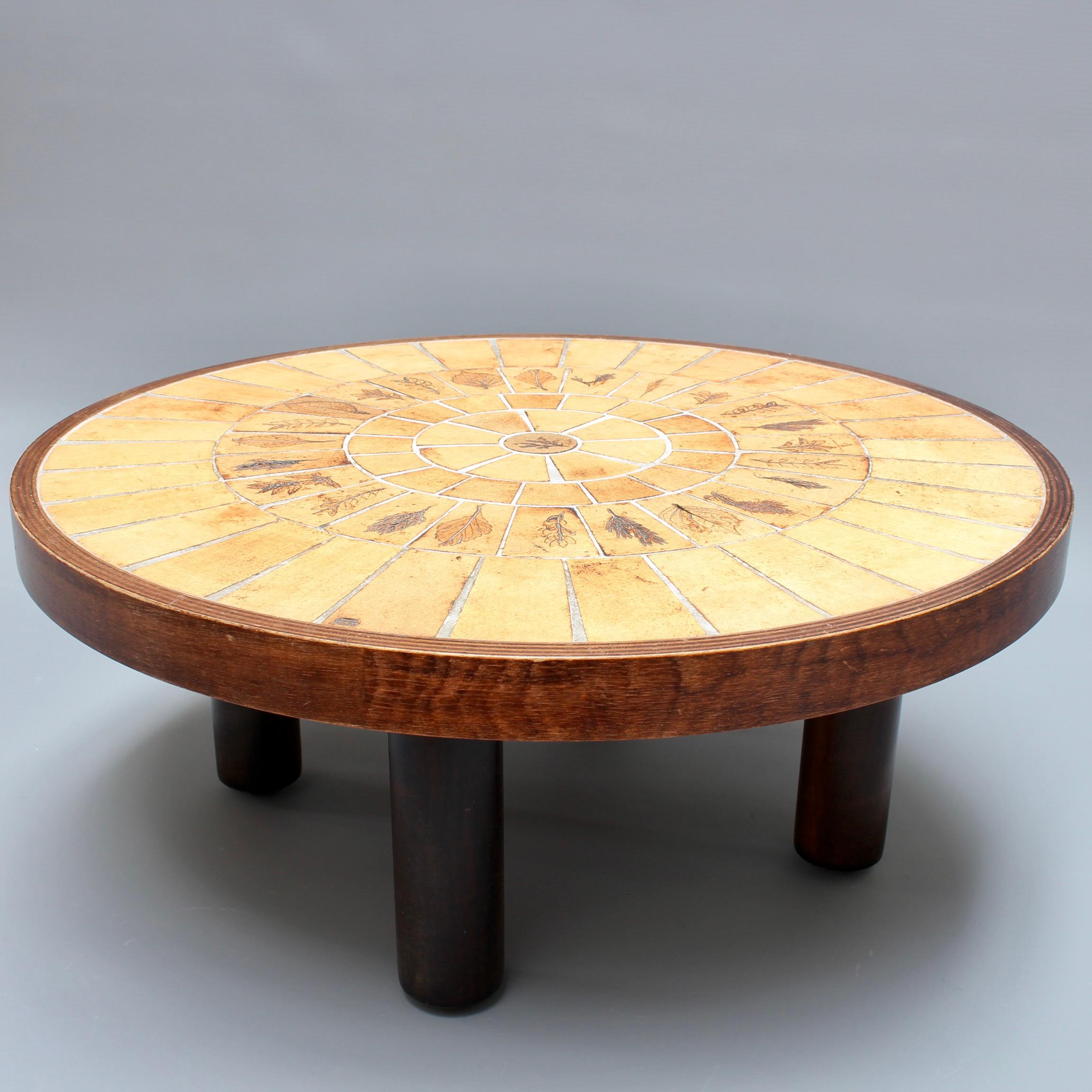 Late 20th Century Coffee Table with Leaf Motif by Roger Capron 'circa 1970s'