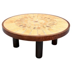 Table basse avec motif de feuilles par Roger Capron 'circa 1970'