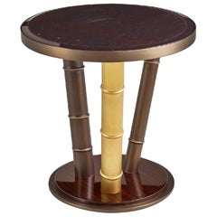 Coffee Table with Legs and Frame in Bronze Finish Bronze Leaf Glass Top