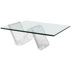Coffee Table with Lucite "Zig-Zag" Base