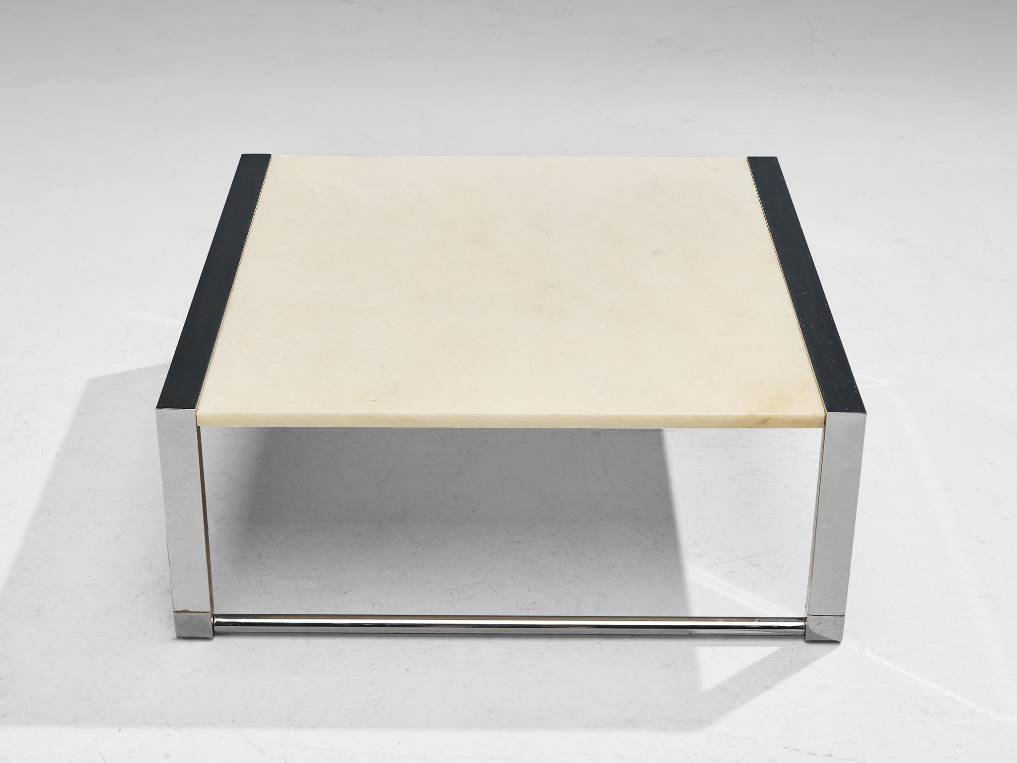 Coffee Table with Marble Top and Chrome Base  For Sale 1