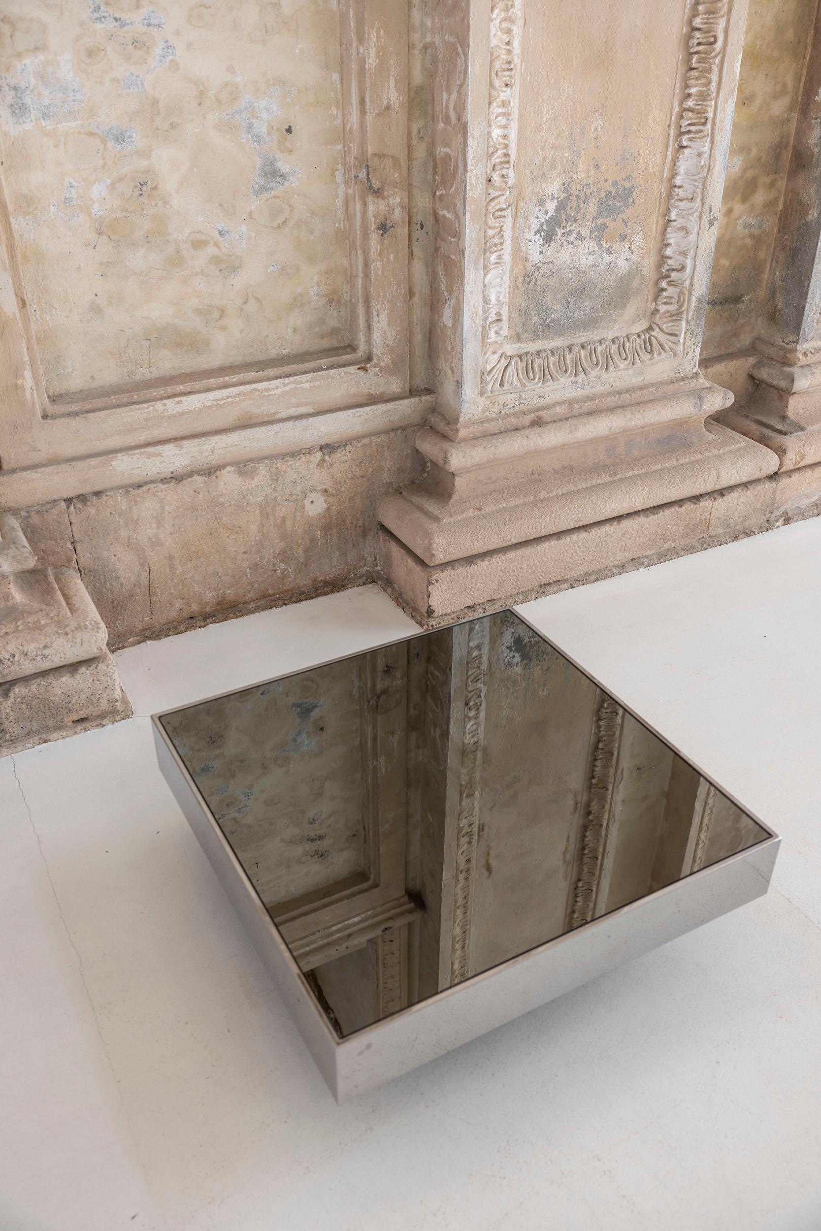 Table basse avec miroir de Willy Rizzo pour Cidue, 1970 en vente 3
