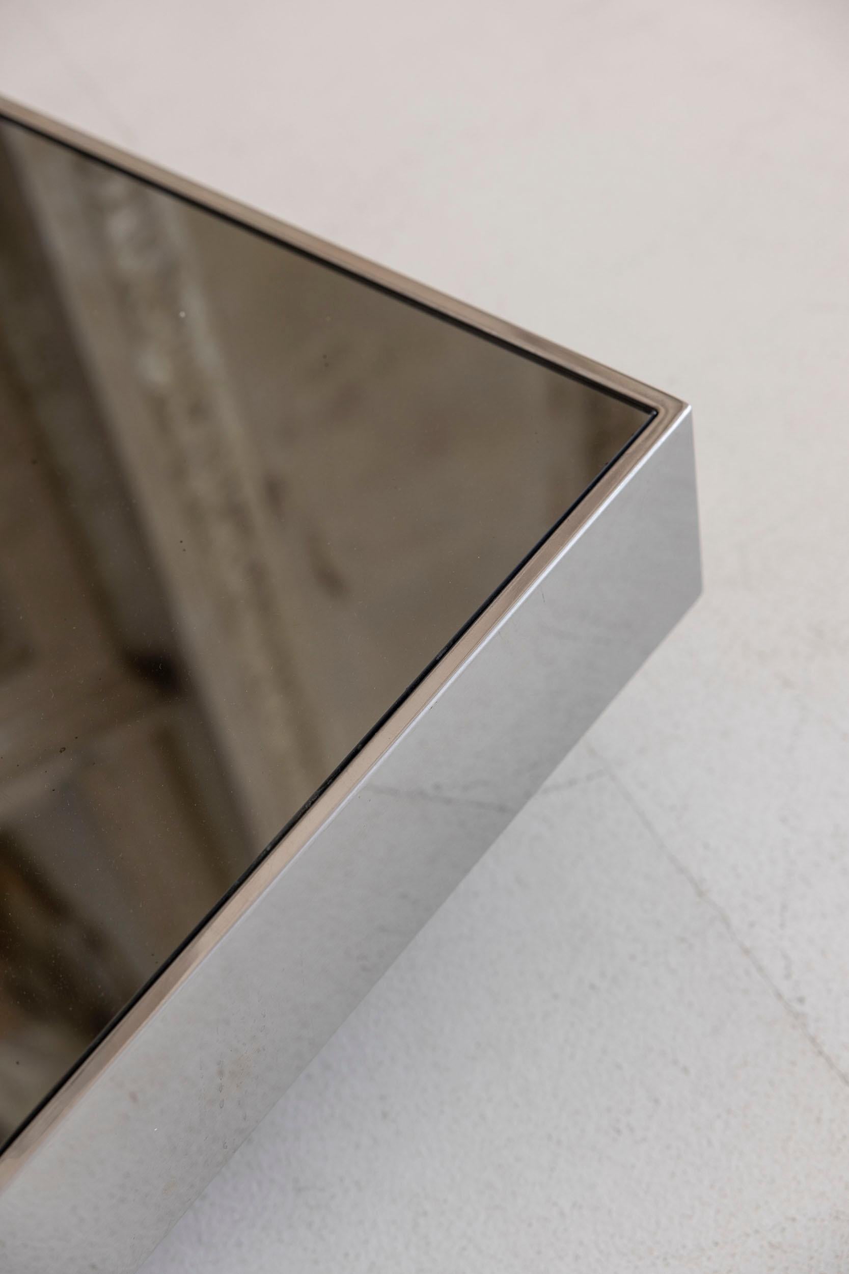 italien Table basse avec miroir de Willy Rizzo pour Cidue, 1970 en vente
