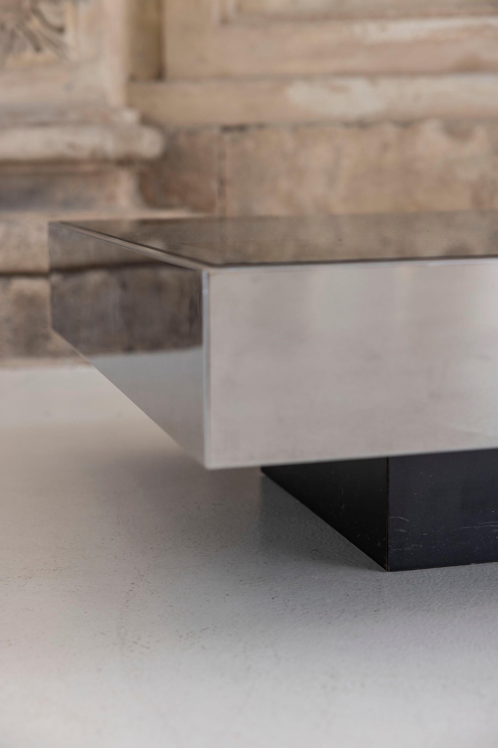 Fin du 20e siècle Table basse avec miroir de Willy Rizzo pour Cidue, 1970 en vente