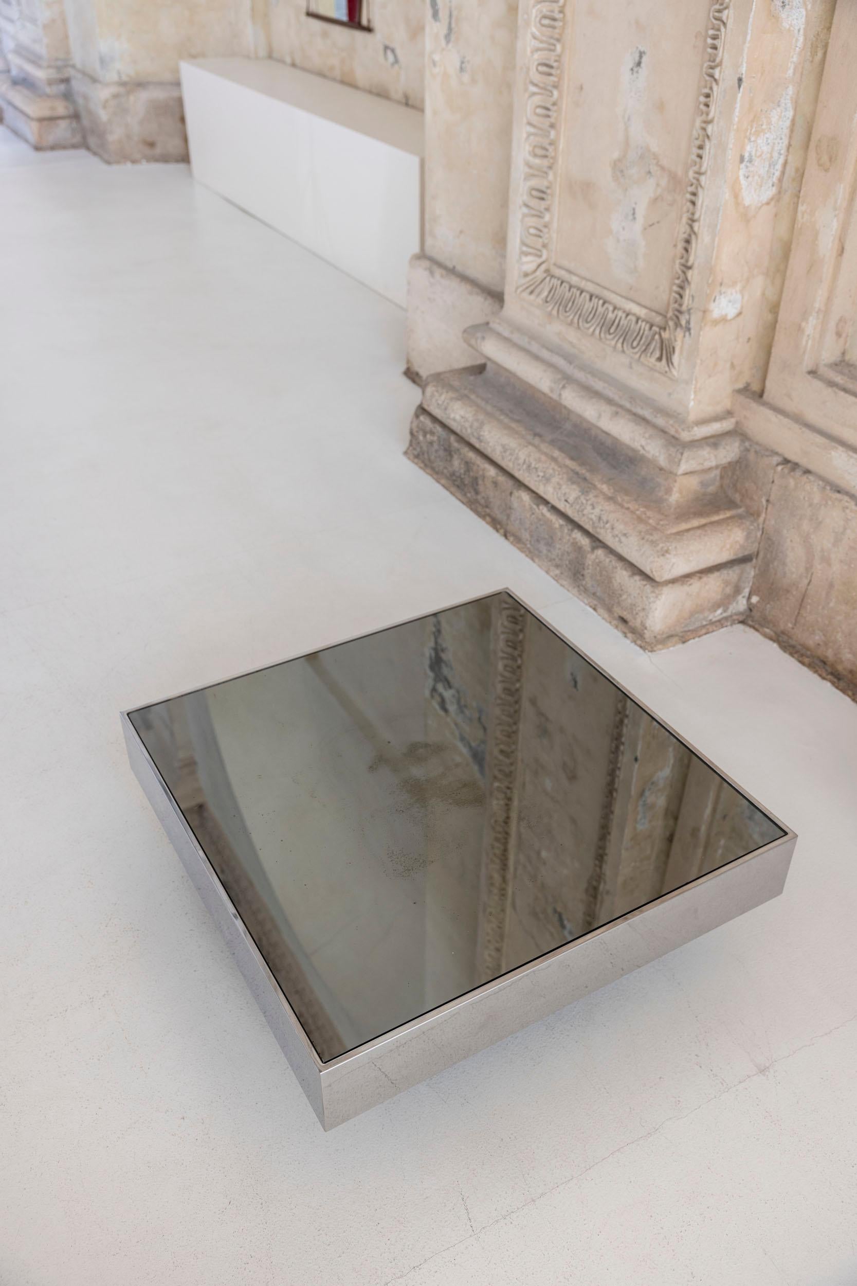 Table basse avec miroir de Willy Rizzo pour Cidue, 1970 en vente 2