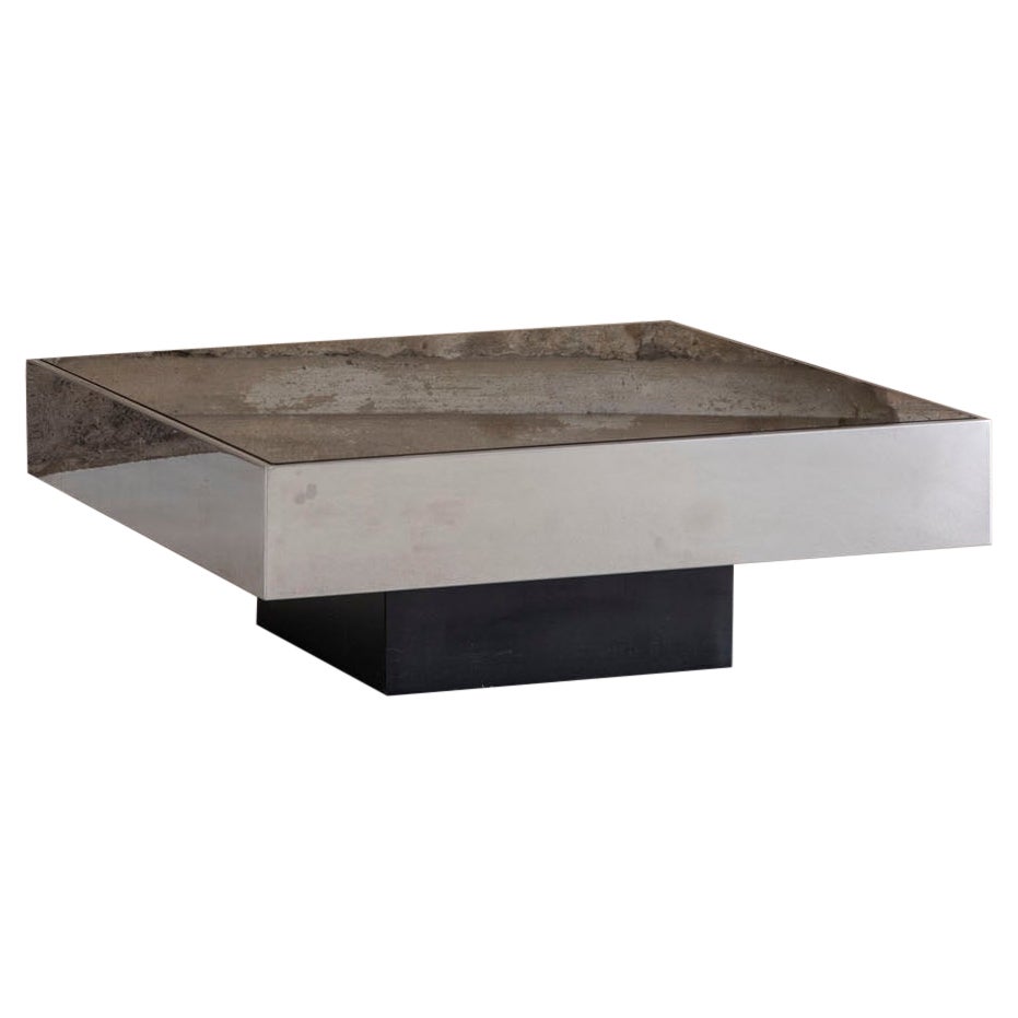 Coffee table with mirror by Willy Rizzo for Cidue, 1970s