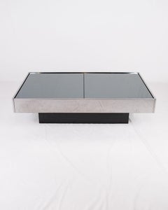 Mesa de centro con tablero de espejo y barra, Willy Rizzo para Cidue, Italia, años 70