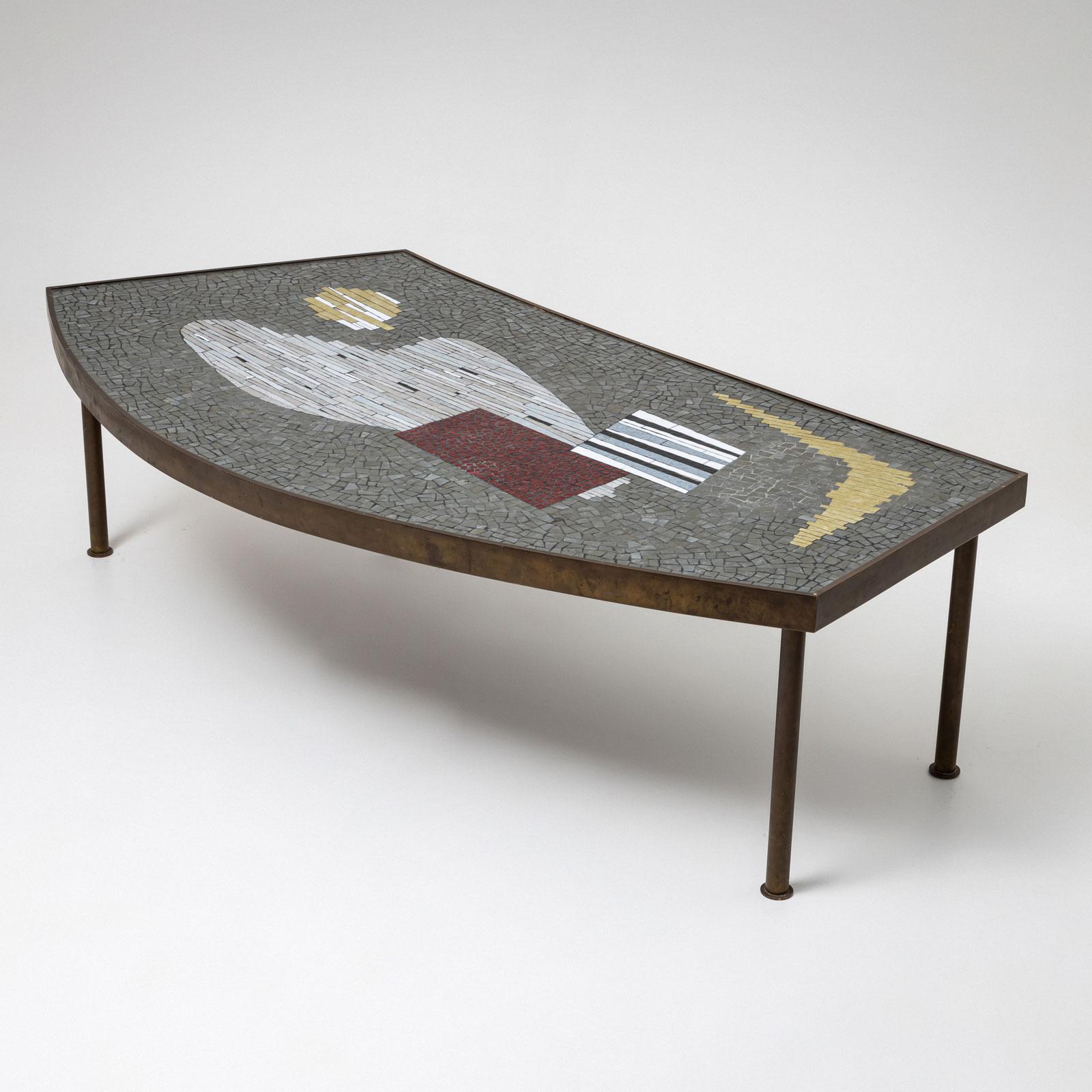 Mid-Century Modern Table basse avec plateau en mosaïque, B. Müller-Oerlinghausen (1893-1979), C. & B. C. en vente