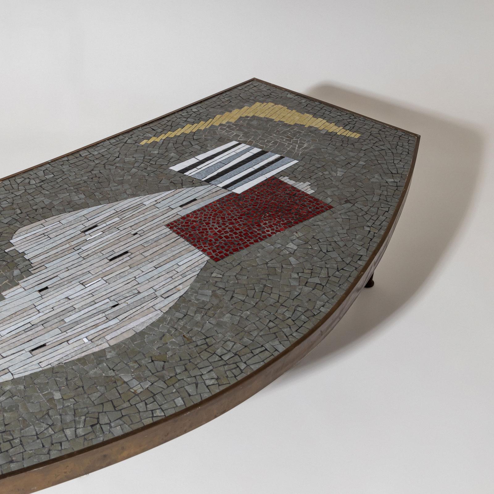 20ième siècle Table basse avec plateau en mosaïque, B. Müller-Oerlinghausen (1893-1979), C. & B. C. en vente