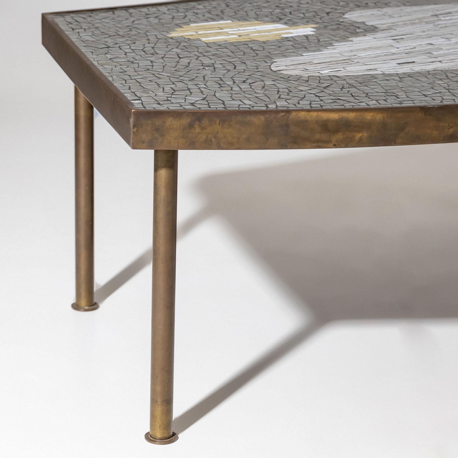 Métal Table basse avec plateau en mosaïque, B. Müller-Oerlinghausen (1893-1979), C. & B. C. en vente