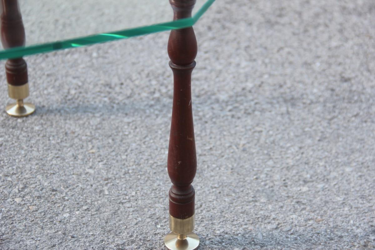 Table basse avec plusieurs étagères hexagonales en verre et verre laiton, Italie, années 1960 en vente 1