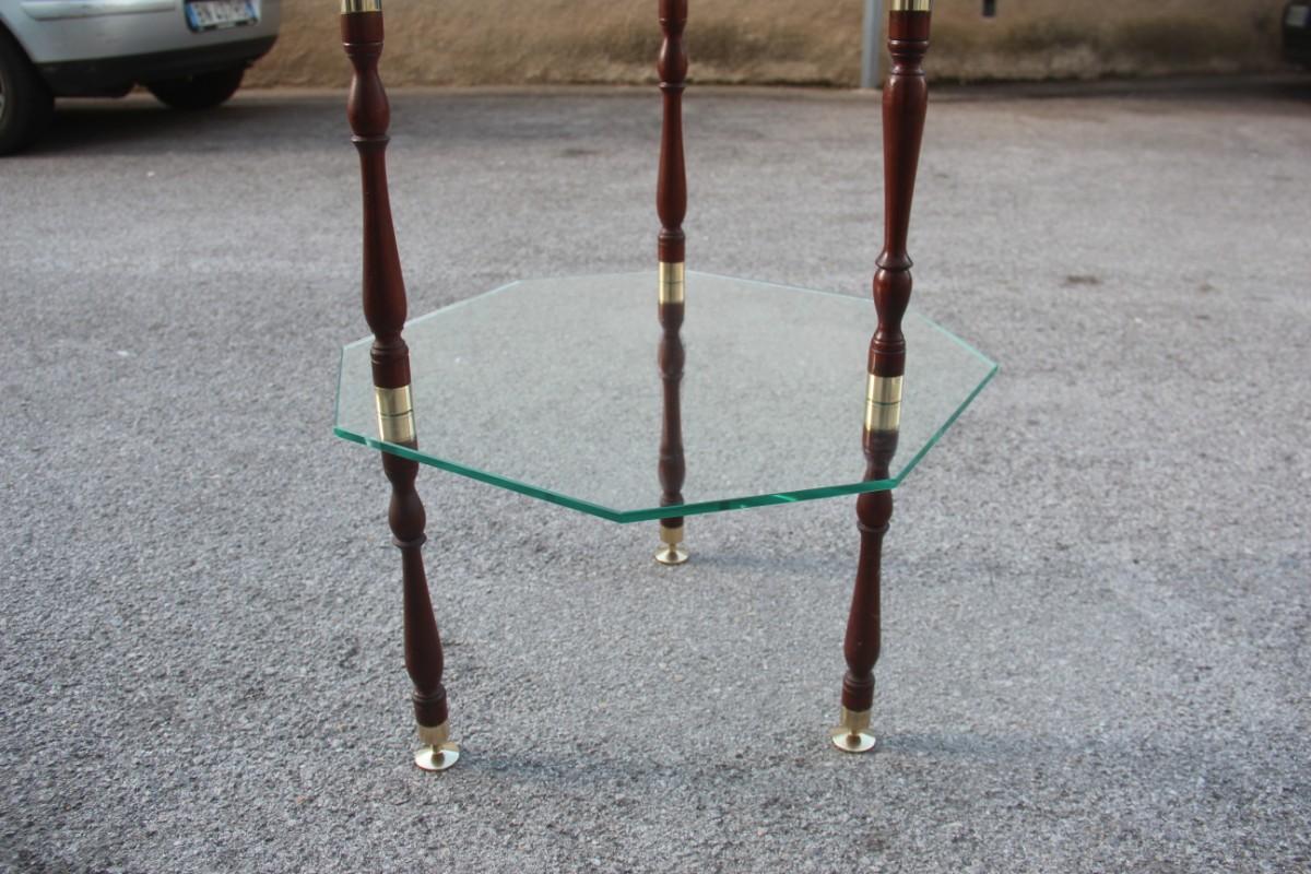 Table basse avec plusieurs étagères hexagonales en verre et verre laiton, Italie, années 1960 en vente 2