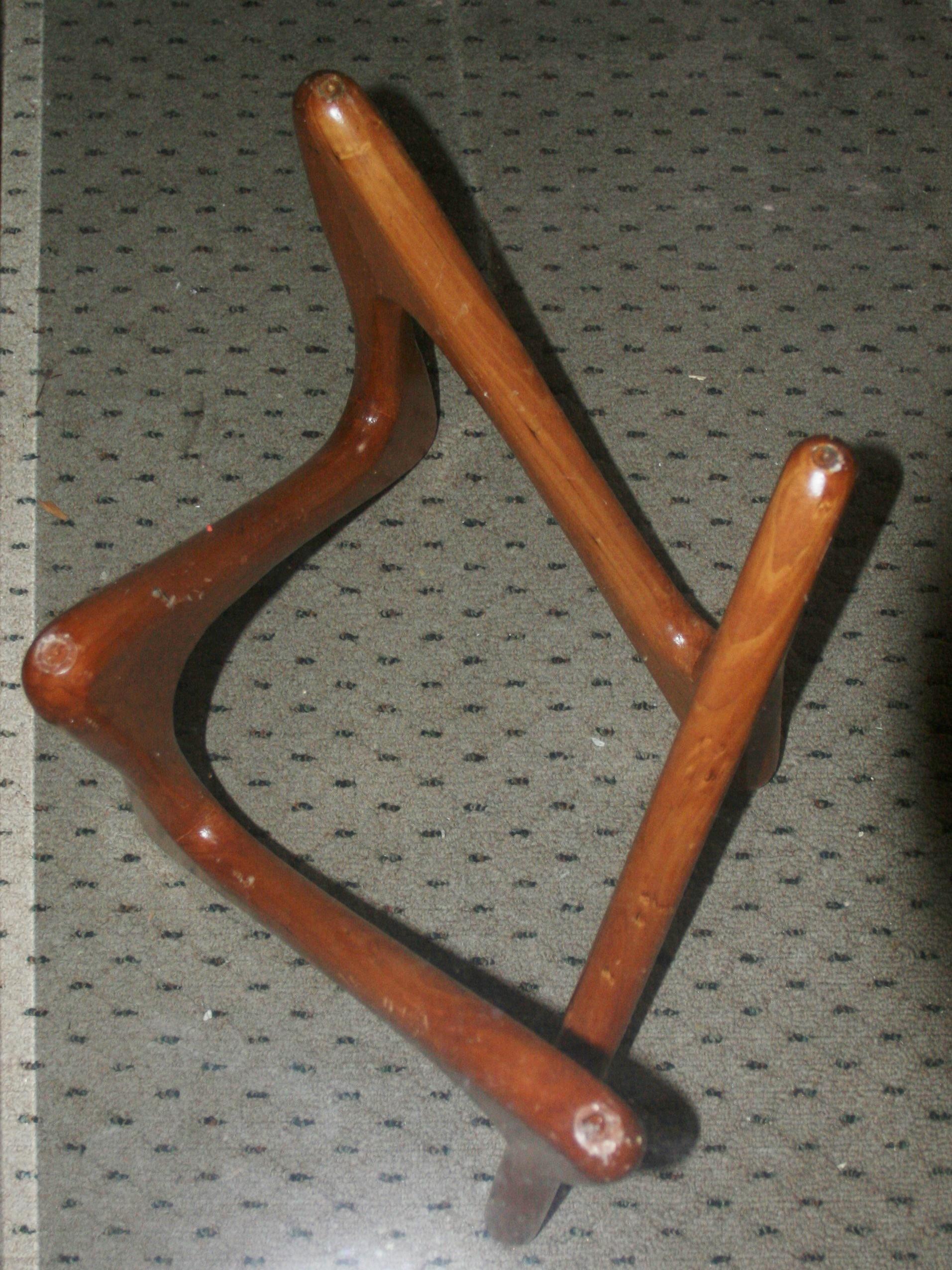 Coffee Table with Organic Shaped Wood Base and Thick Glass Top For Sale 2