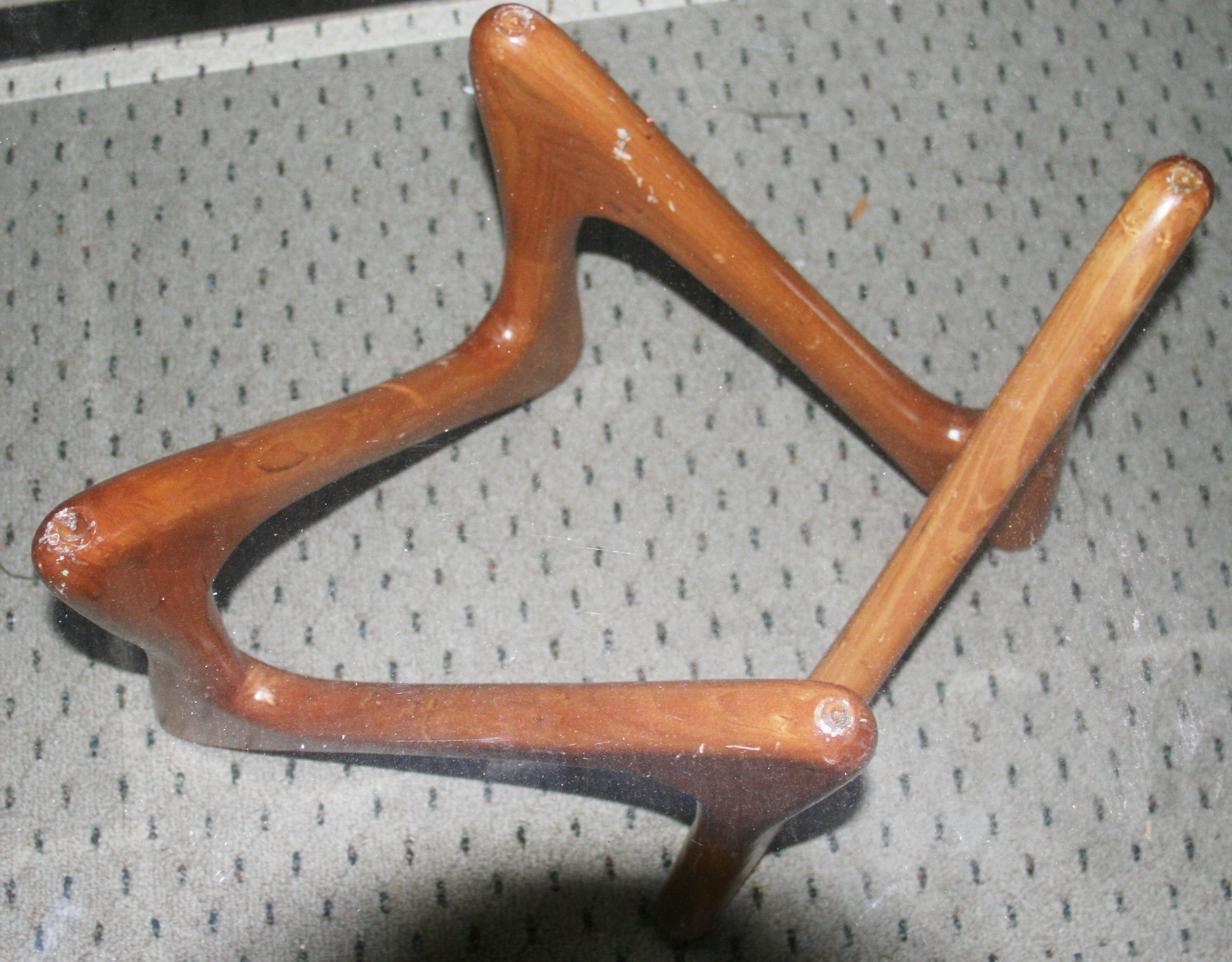 Coffee Table with Organic Shaped Wood Base and Thick Glass Top For Sale 4