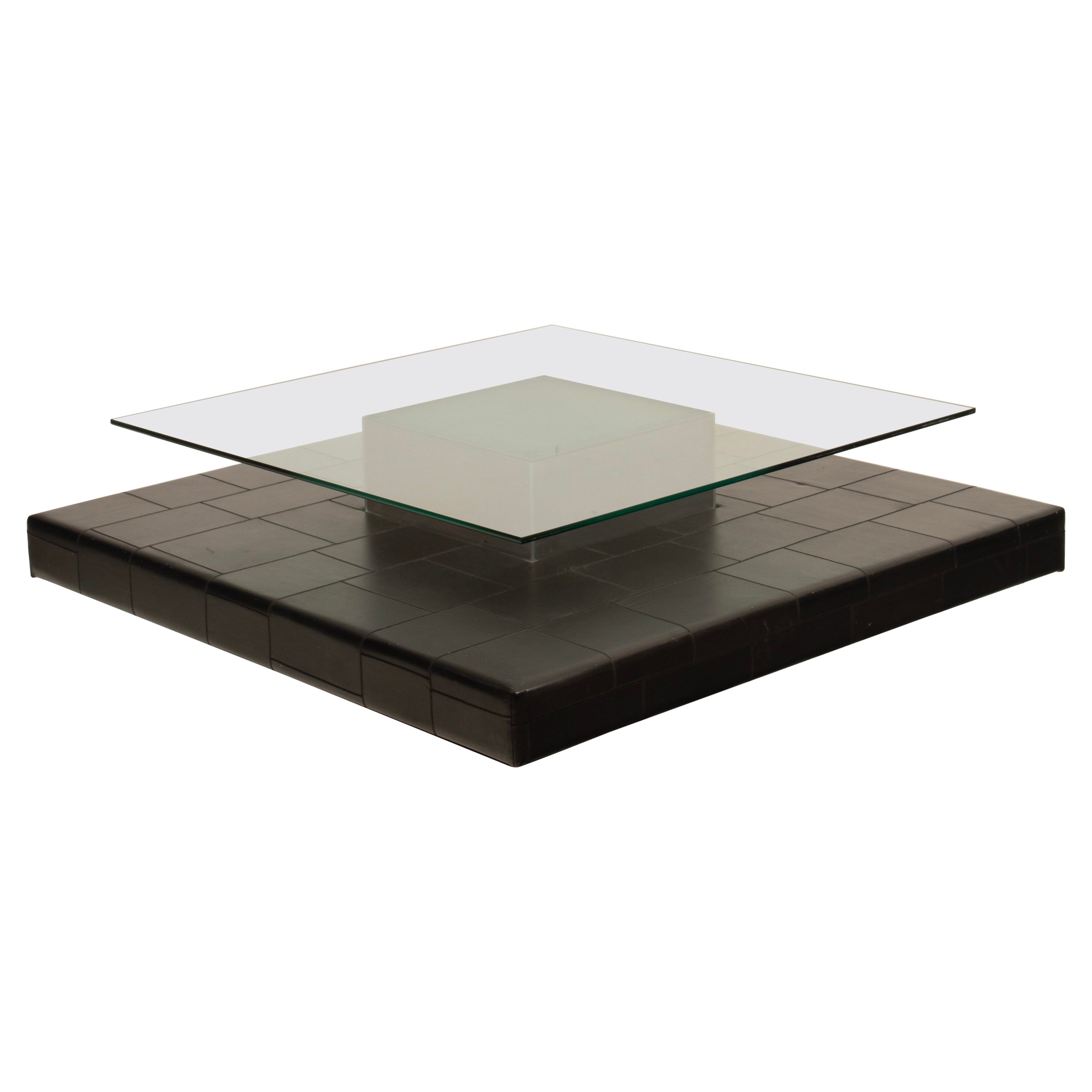 Mesa de centro «Postmodern Italian Peccari Leather» de Tito Agnoli para Caleido, 1970