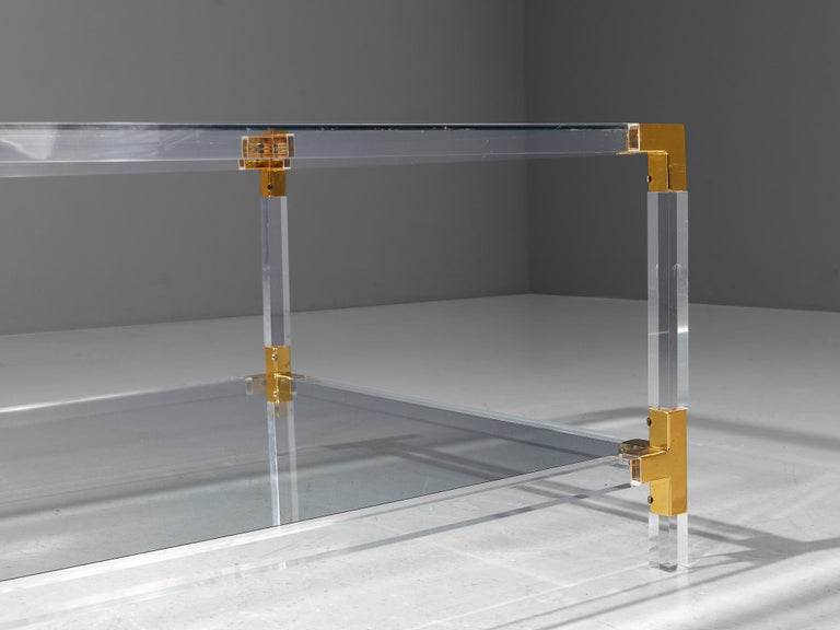 Coffee Table with Plexiglass Frame and Glass Top For Sale at 1stDibs