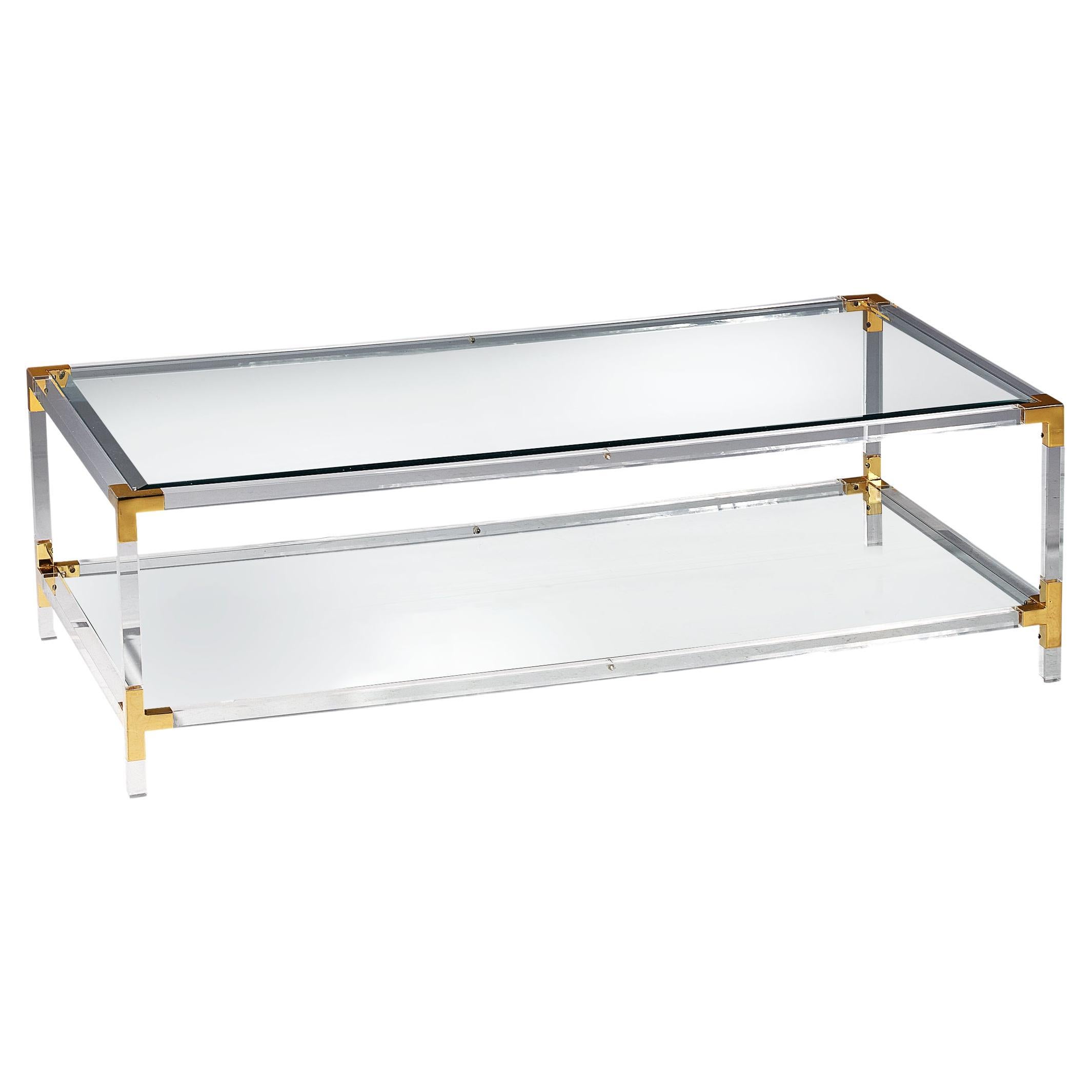 Coffee Table with Plexiglass Frame and Glass Top