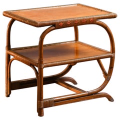 Coffee table with rattan and wood top, Italy 1980