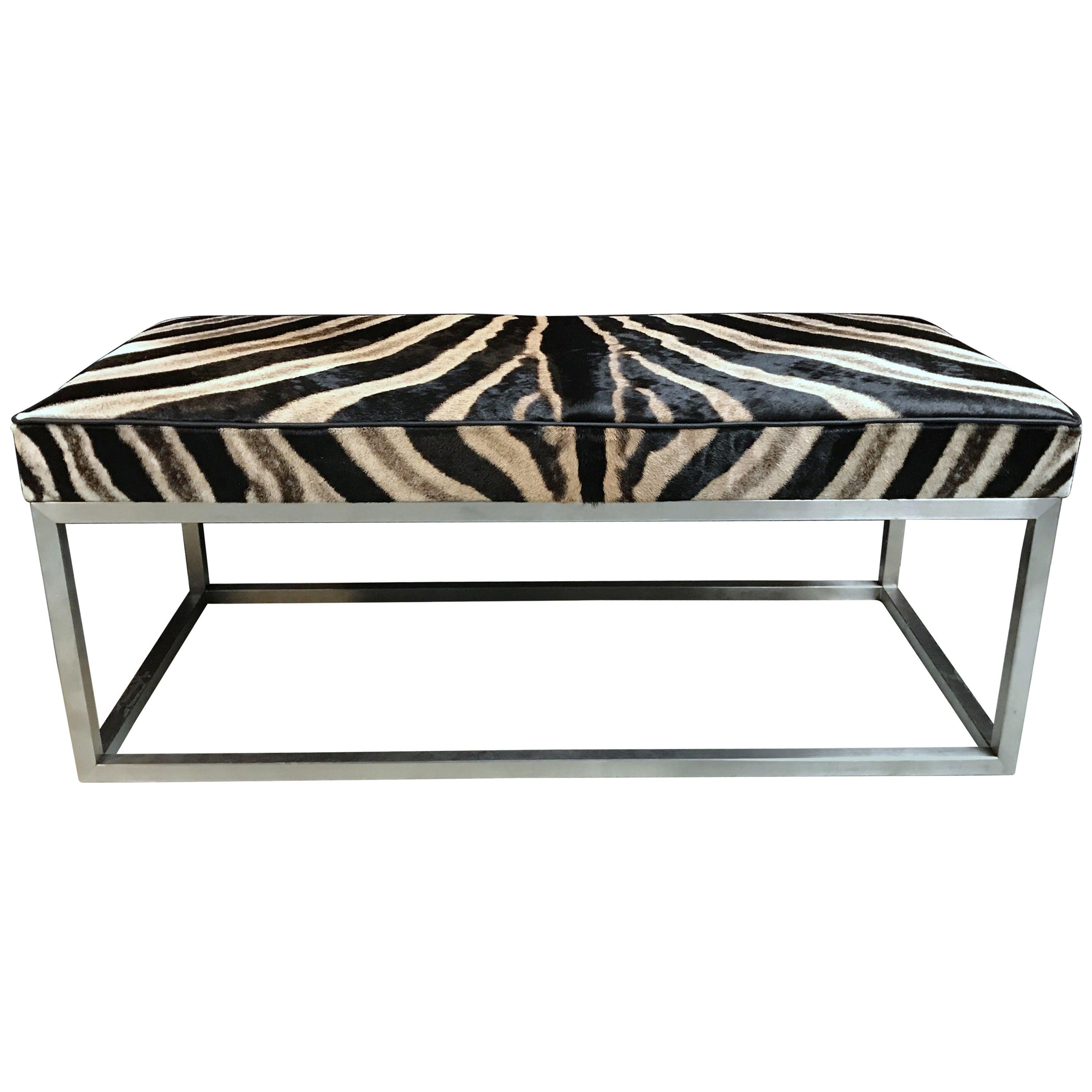 Coffee Table with Real Zebra Skin