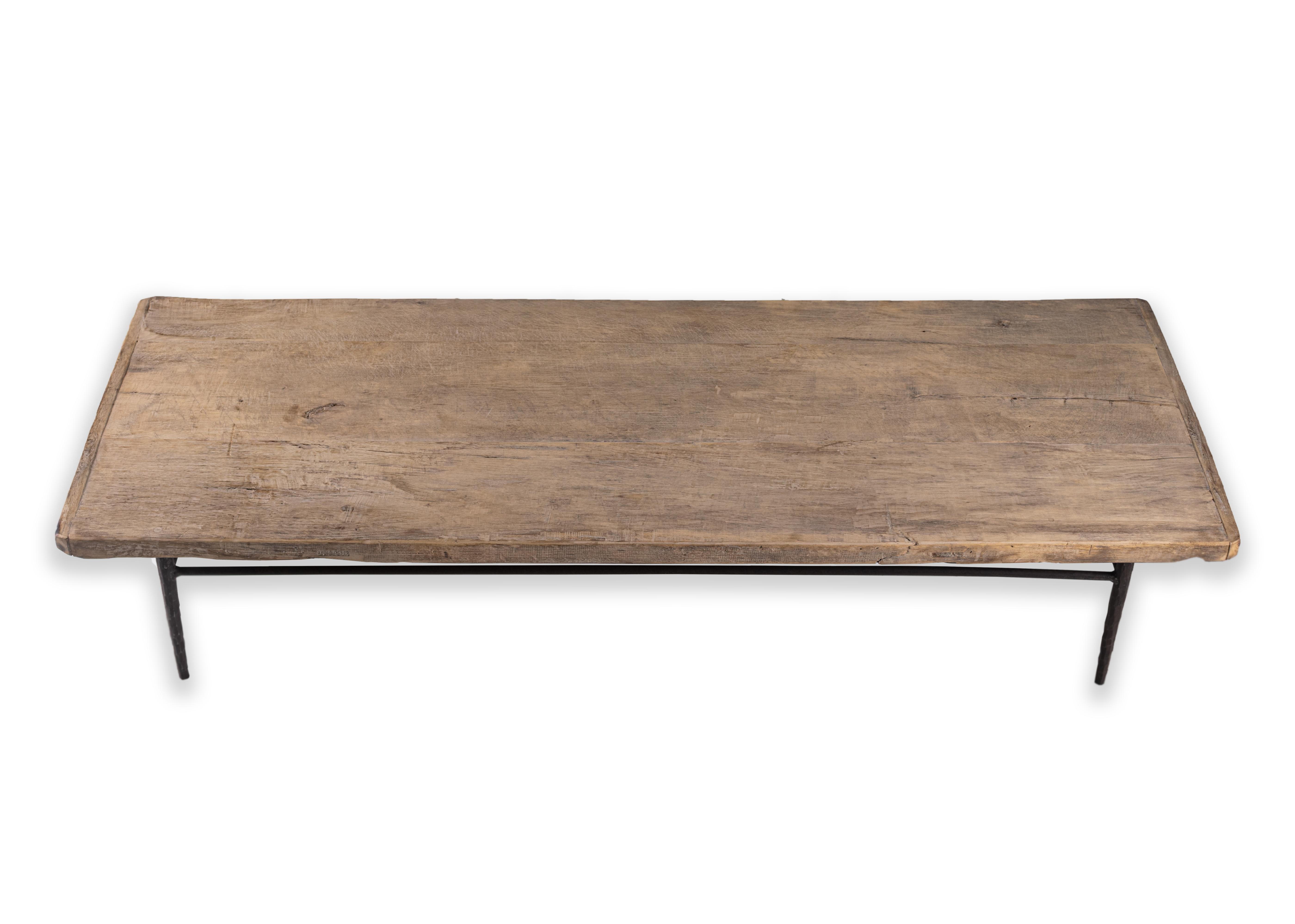 Organic Modern Coffee Table with Reclaimed Elm Top