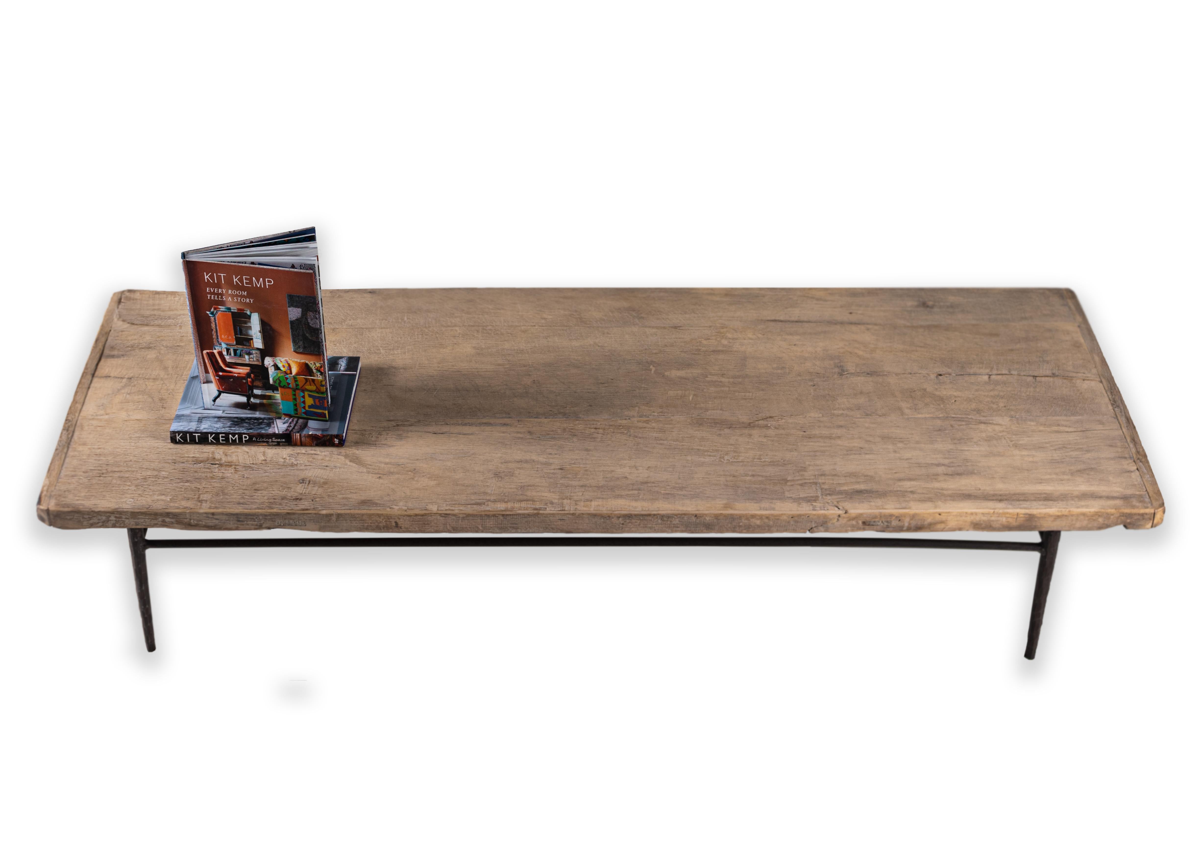 Contemporary Coffee Table with Reclaimed Elm Top