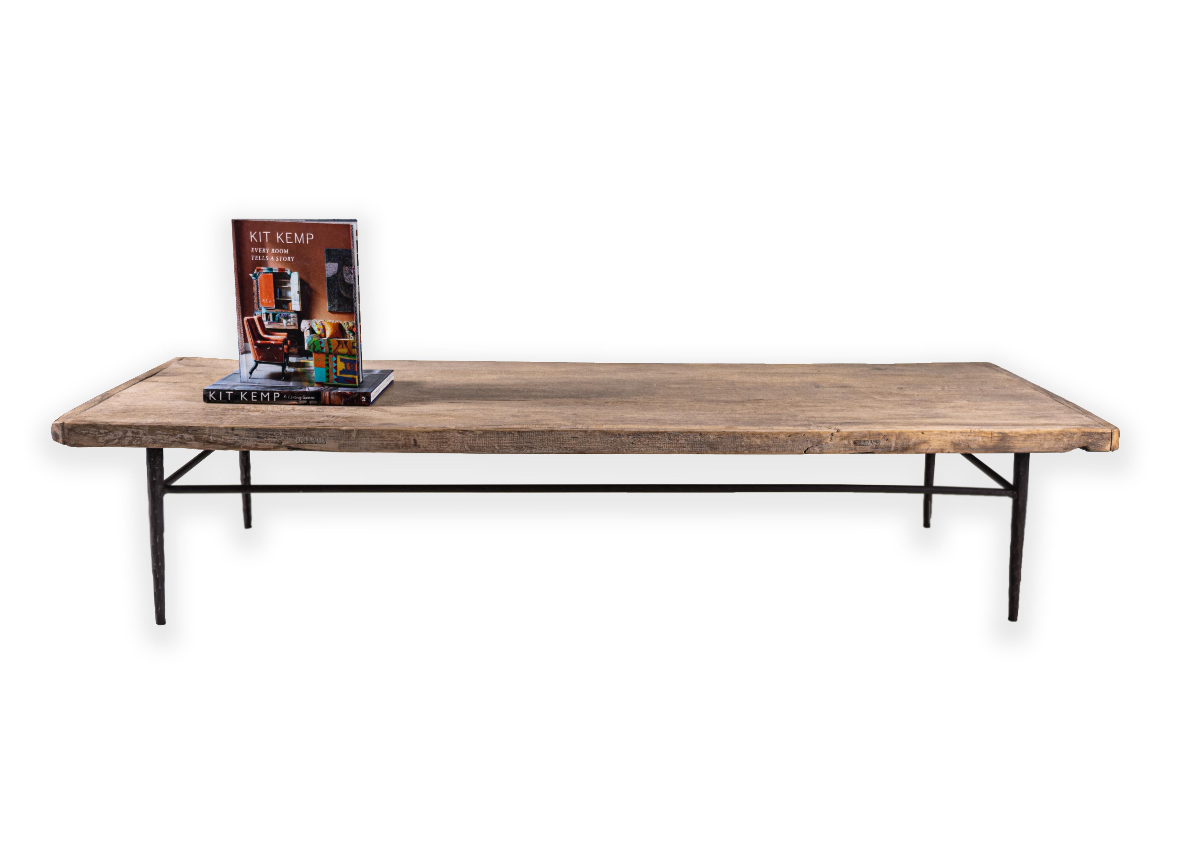 Steel Coffee Table with Reclaimed Elm Top