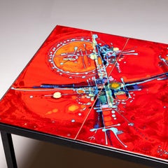 Coffee Table with red tiles, signed Elli Bianchetti, Italy Mid-20th century