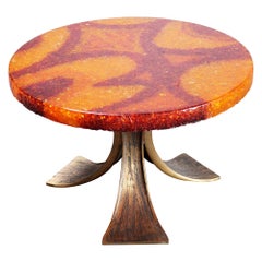 Table basse avec plateau en résine dans le style de Marie-Claude de Fouquieres, France Table basse avec plateau en résine dans le style de Marie-Claude de Fouquieres, France