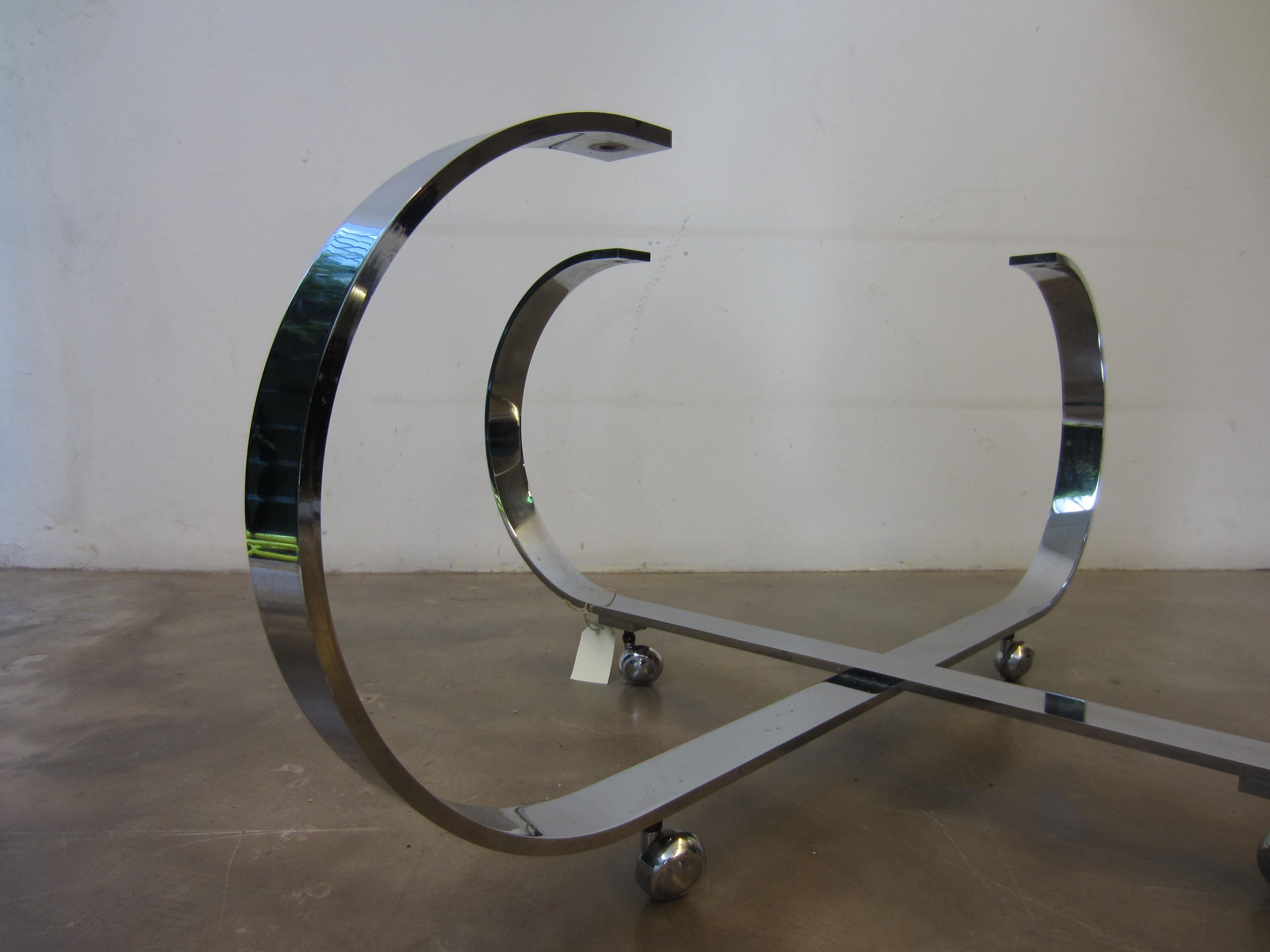 Stainless Steel Coffee Table with Solid Stone Plate Chrome Frame, 1970s For Sale