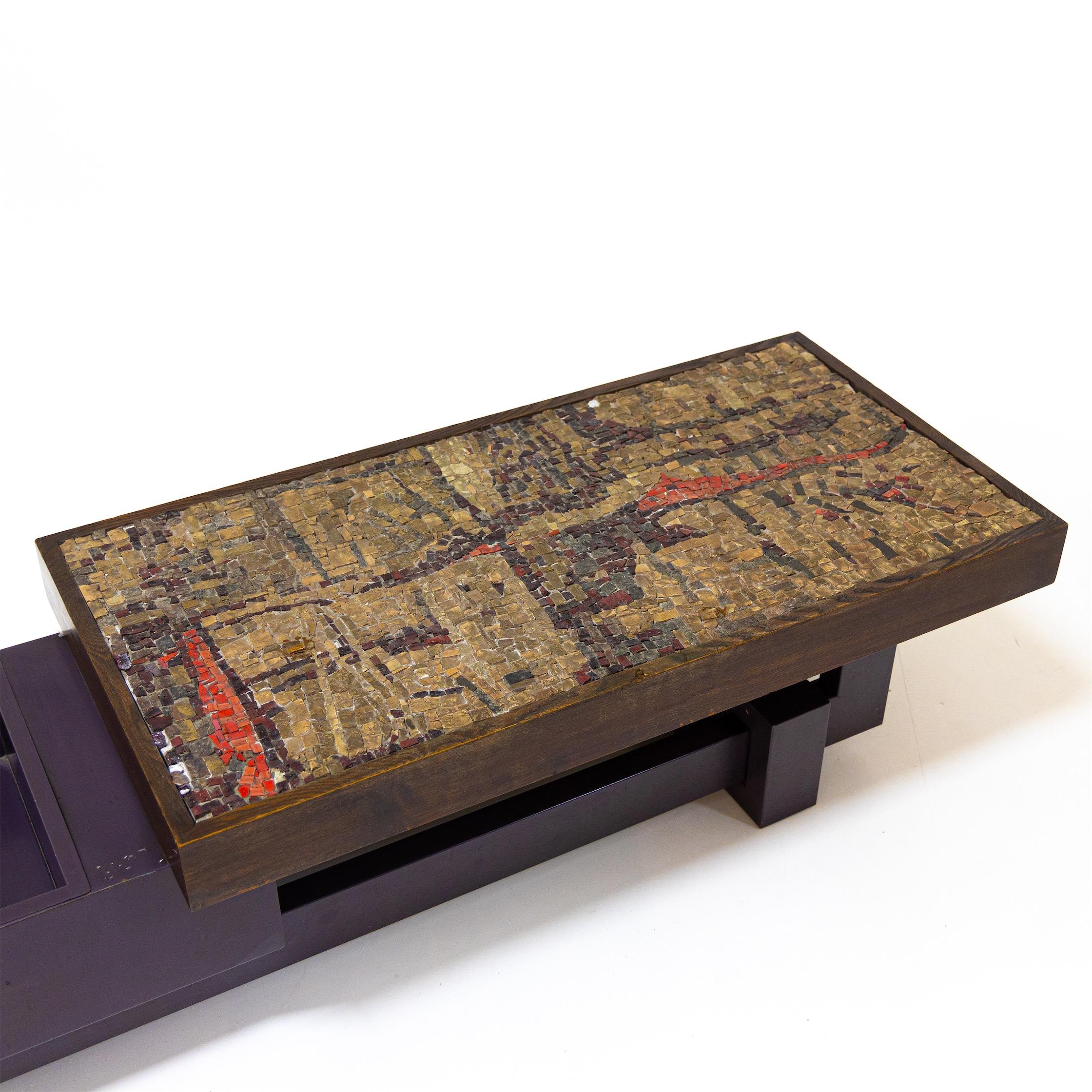 Coffee Table with Stone Mosaic, Probably Italy, Mid-20th Century 11