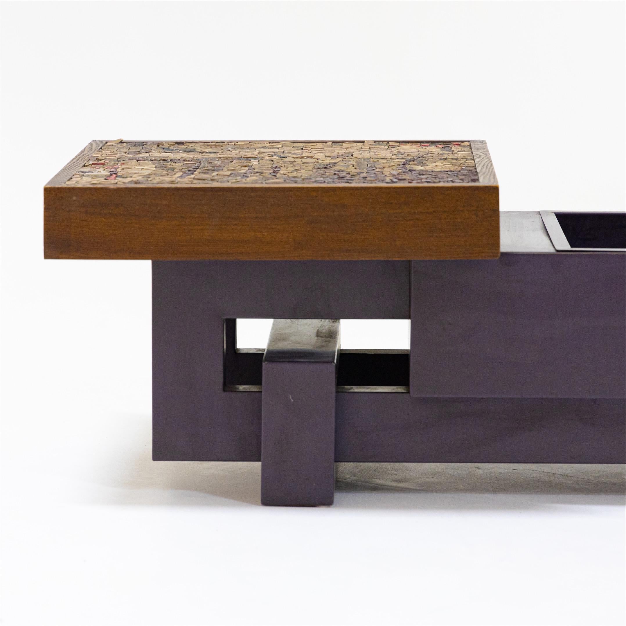 Mid-Century Modern Coffee Table with Stone Mosaic, Probably Italy, Mid-20th Century