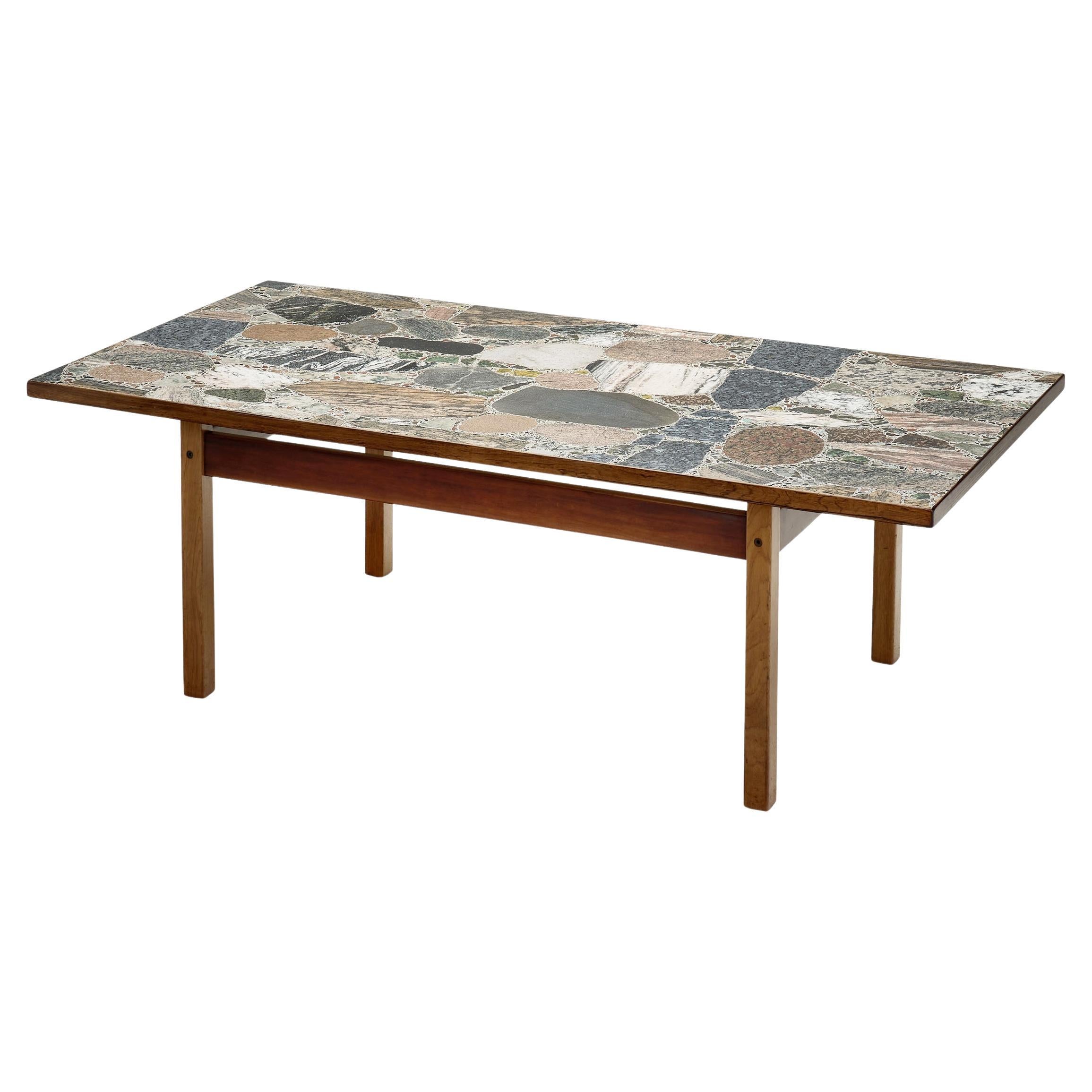 Coffee Table with Stone Top by Erling Viksjø for Conglo Designs, Norway 1960s For Sale